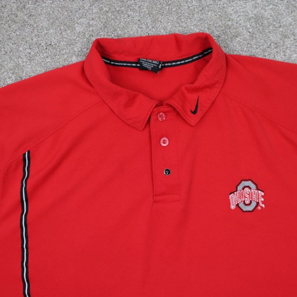 Nike Ohio State Buckeyes Polo Shirt Mens 2XL XXL Red Dri-Fit Pearl Snap S/S - Picture 8 of 16